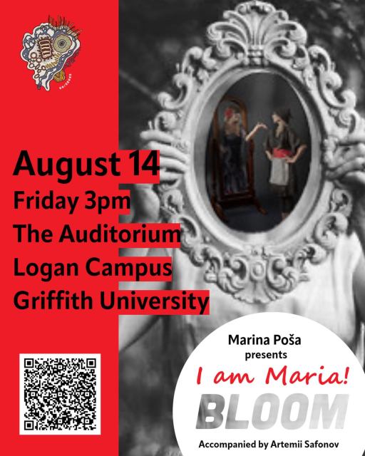 I am delighted to share that I am Maria! Bloom has been selected for the UN/BOUND Festival 2026, presented by Griffith University’s Creative Arts Research Institute (CARI) @creativeartsresearchinstitute 

Created specifically for the festival, this new 30-minute performance explores voice, memory, identity, and the possibilities that emerge when we move beyond traditional constraints and conditioned beliefs.

Blending voice, piano, electronic sound, and curated video, the work invites audiences into an immersive space of listening, reflection, and connection. I am thrilled to be joined by pianist, @artemii_music with visual elements developed in collaboration with Mexican visual artist Valeria Pazos @valeria_pazosf 

As part of my ongoing Higher Degree Research project, this performance continues my exploration of voice as memory, connection, and creative practice.

📍 Griffith University Logan Campus Auditorium
🕒 11.45am 

I look forward to sharing this new iteration of I am Maria! Bloom as part of the UN/BOUND Festival 2026.

More details to come.come. 

I am Maria! Hero image @jane_long_art 

#unbound #festival #griffithuniversity